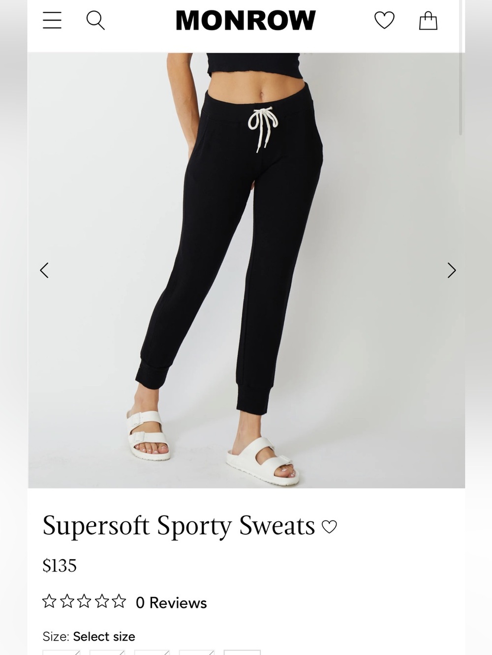 Monrow Supersoft Sporty Sweatpants in Black
